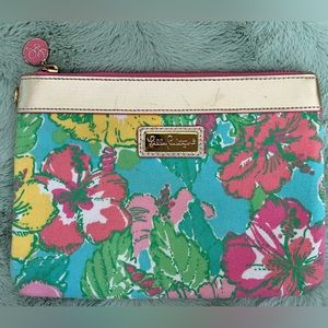Lilly Pulitzer Wristlet Bag Pouch Pink Floral Handbag